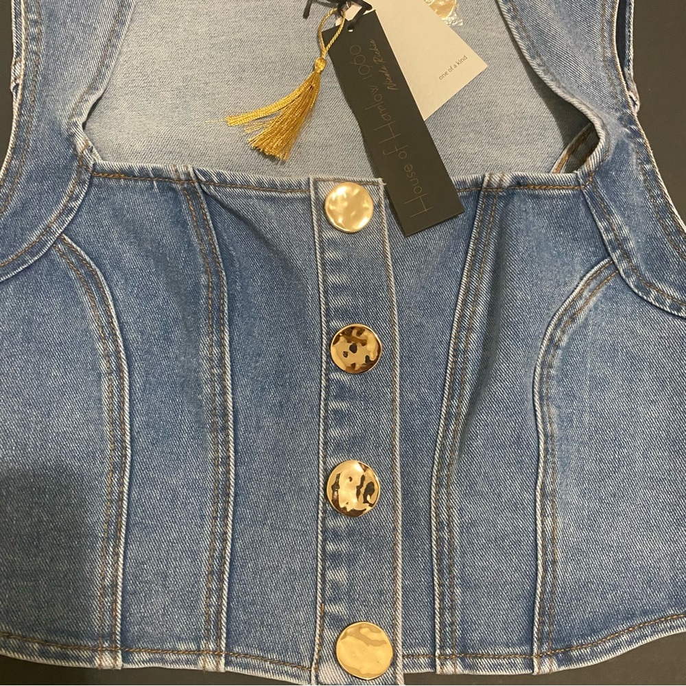 NWT House of Harlow 1960 Denim Corset Size: M - Picture 4 of 9